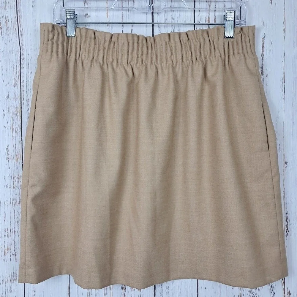 J. CREW 10 Beige Wool Blend Sidewalk Skirt‎ Mini A-Line Paperbag Waist Pockets